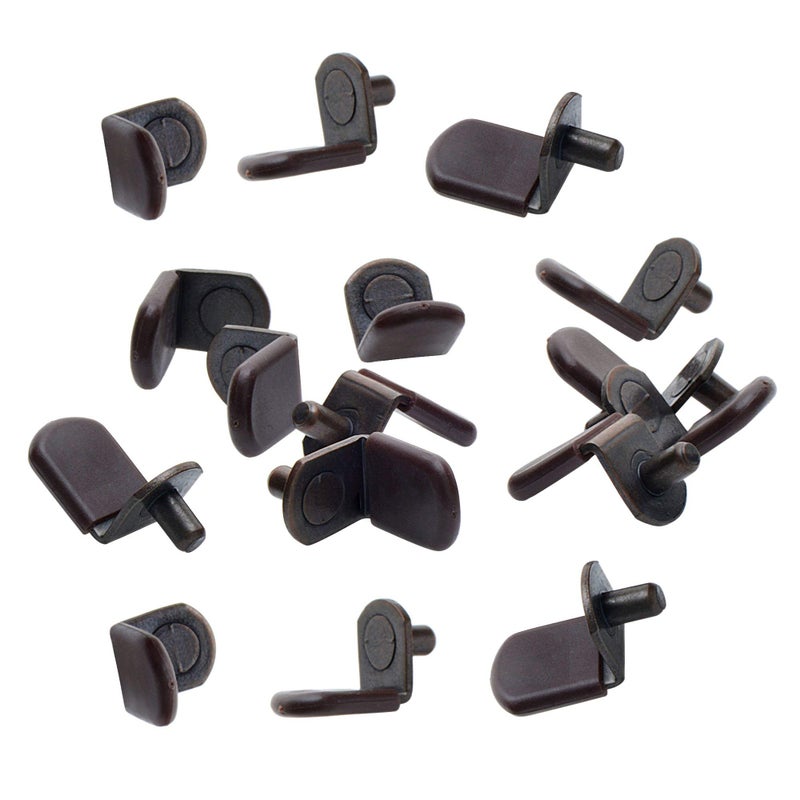 Desunia - 5mm Glass Shelf Support Pegs w/Brown Vinyl Sleeve - Bracket Style - Antique Bronze - 25 Pack - Image 2